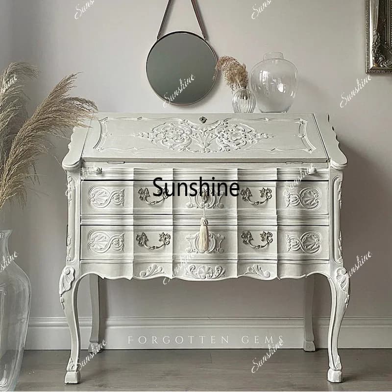 French solid wood dresser light luxury full solid wood carving flower chest