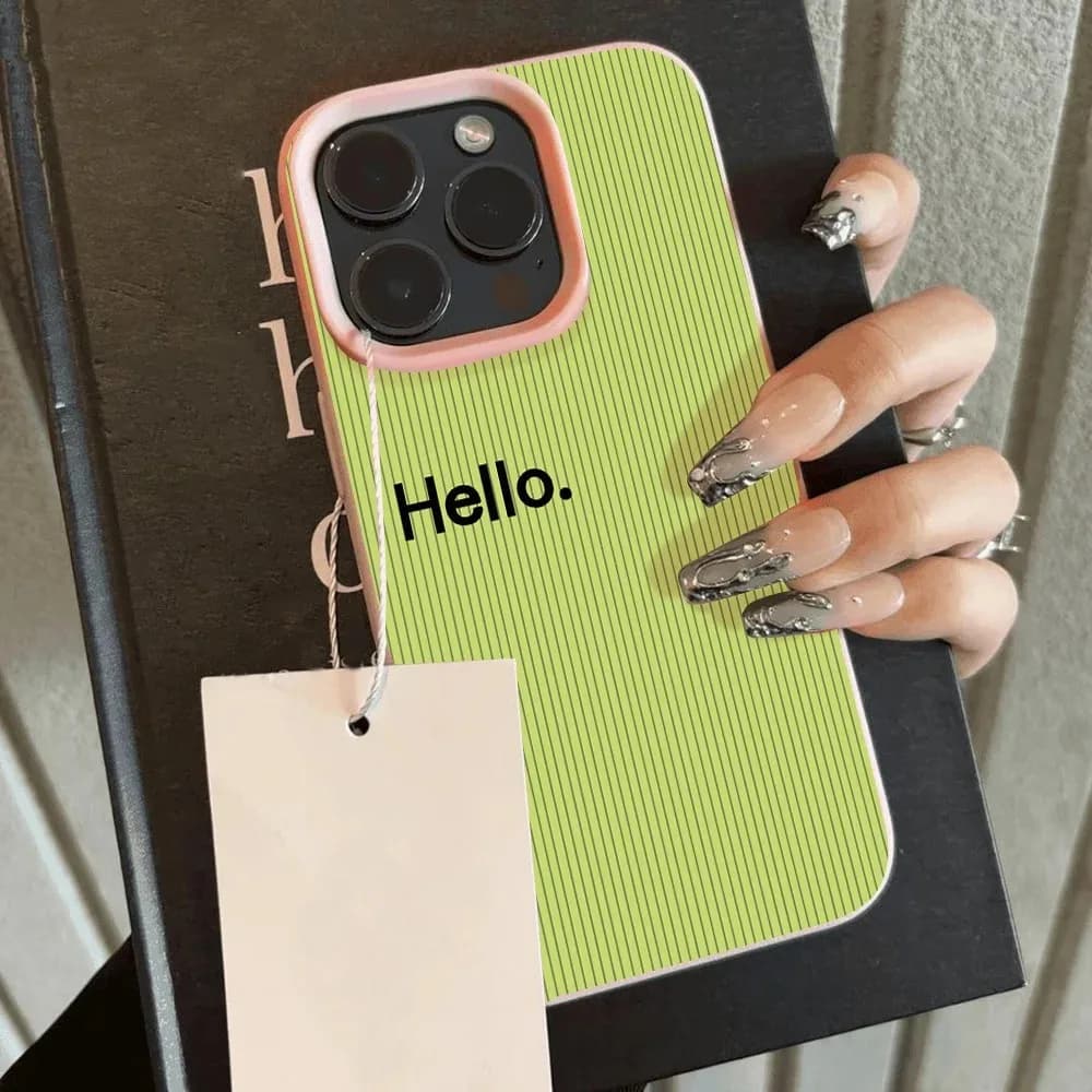 Green Stripe Lichee Pattern Case For Samsung A05S A06 A07 A15 A16 A17 A34 A35 A53 A54 A55 S23 S24 FE S25 Ultra A26 A36 A56 Cover