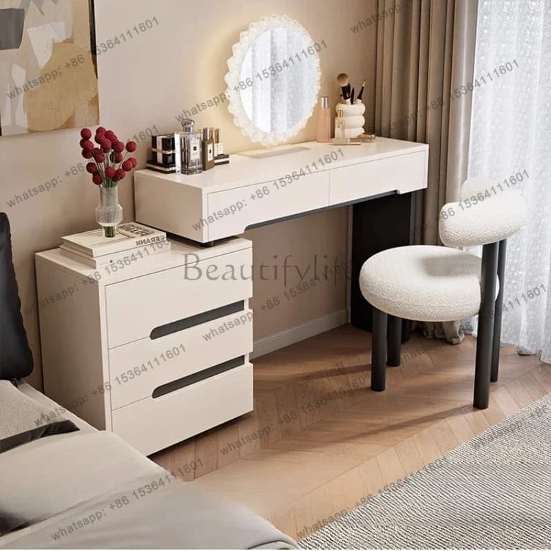 FG Italian Glossy Dressing Table Storage Natural Drawers Modern Dressing Table Grey Clothing Coiffeuse De Chambre Wardrobes Draw