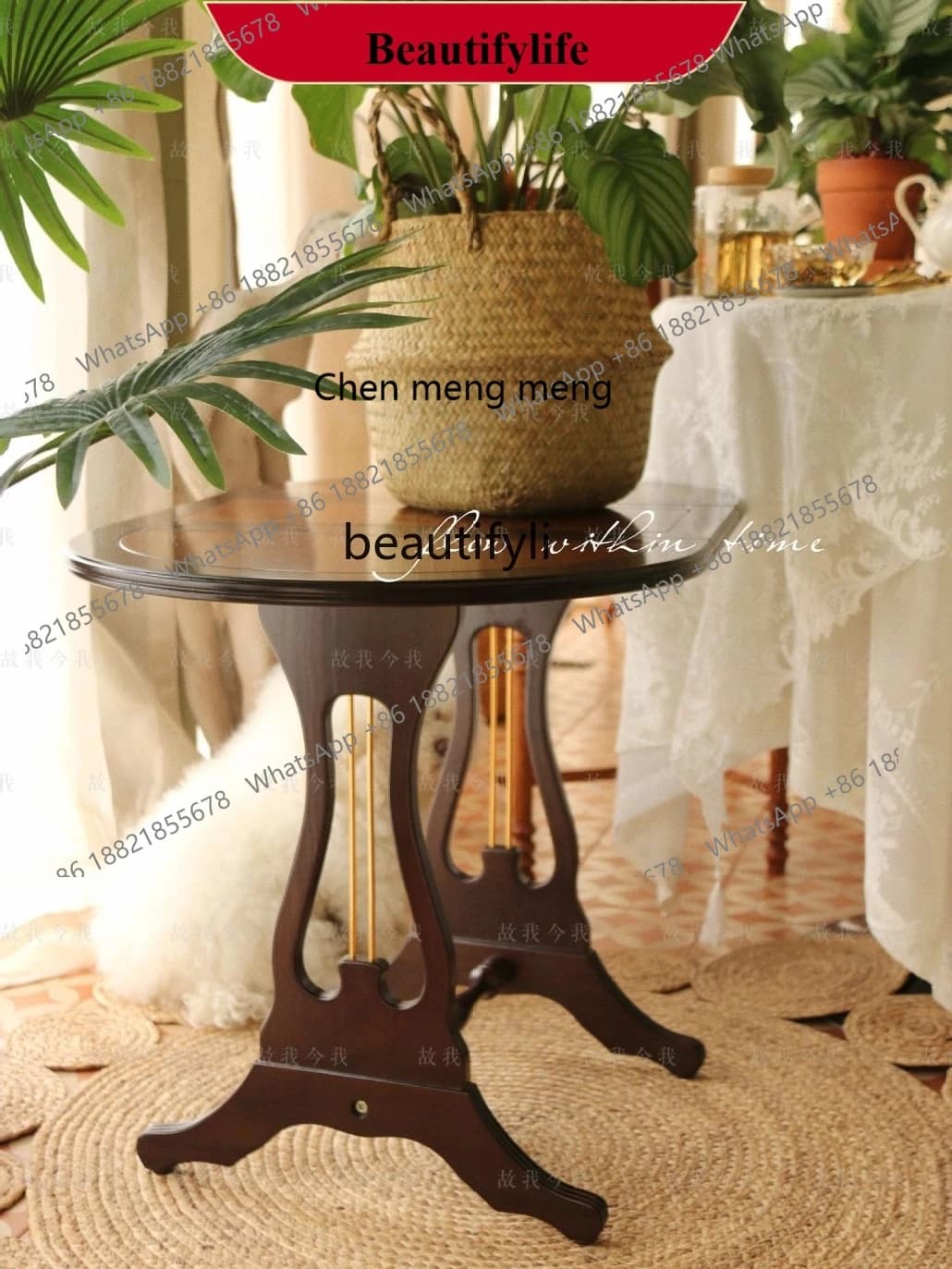 X  Retro Solid Wood Table Side Table Coffee Table Folding  Old-Fashioned