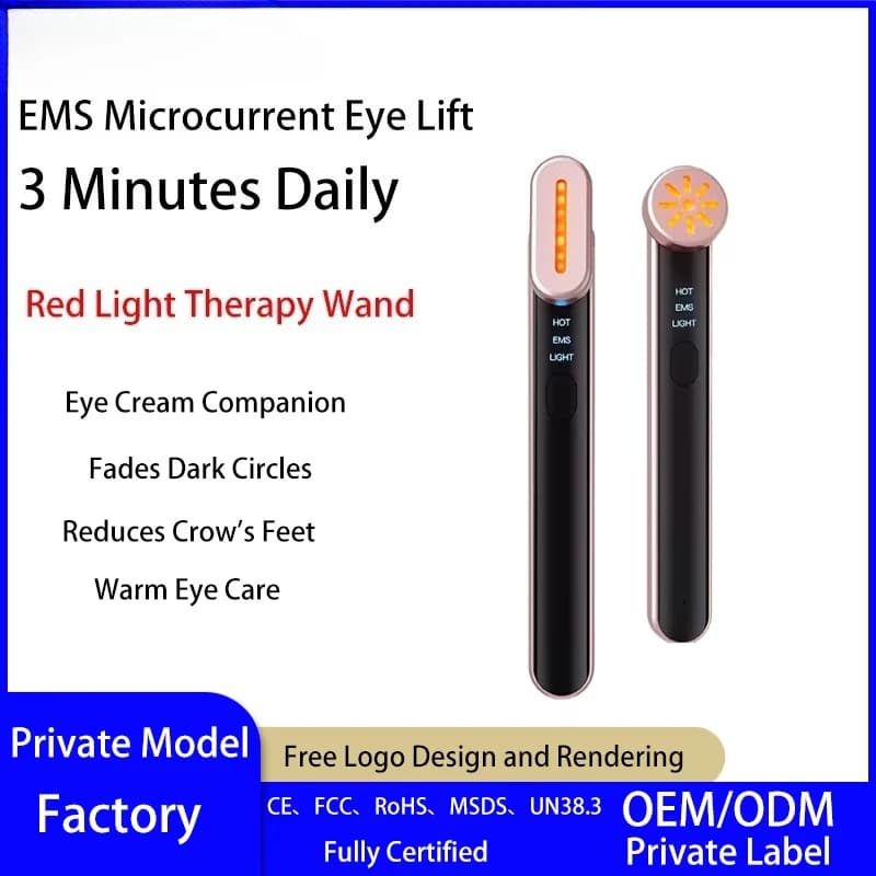 Handheld Portable Infrared Skin Care Wand Red Light Therapy Stainless Steel Radio Frequency Waterproof Wireless Face Eye Massage