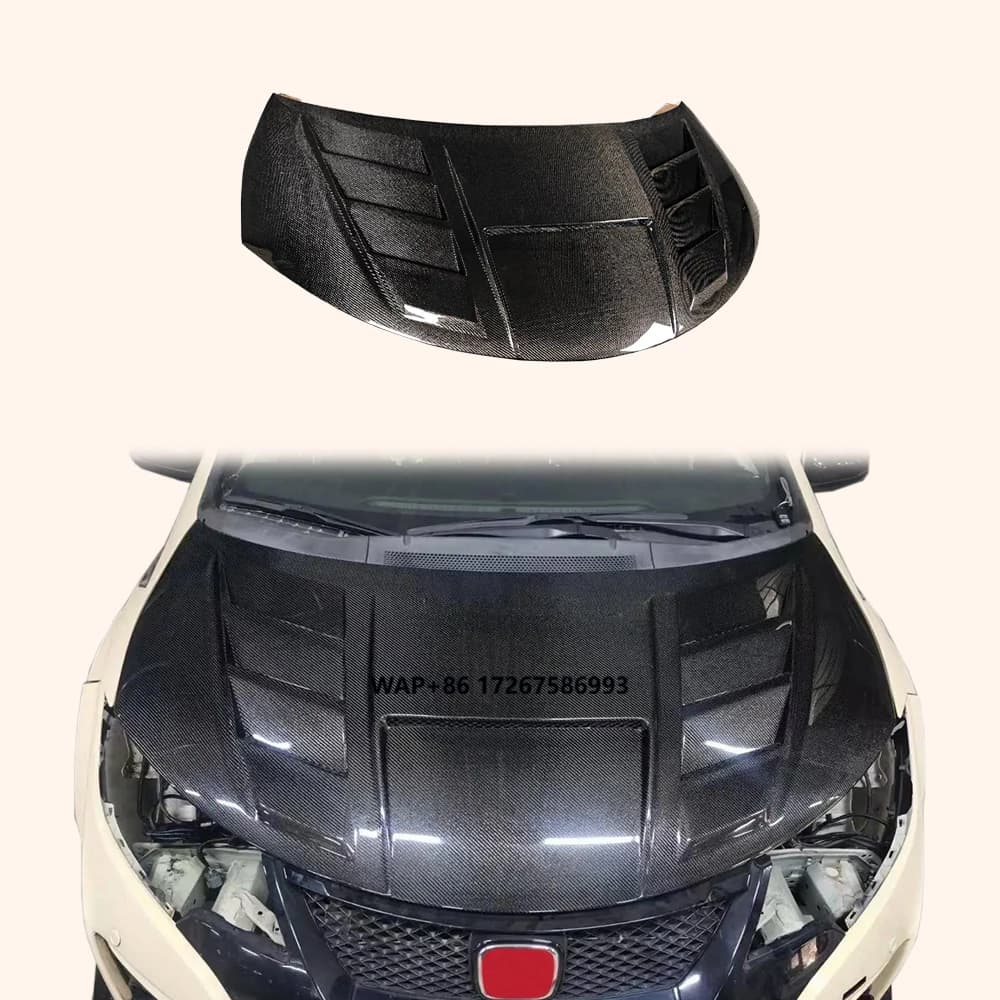 For for Civic Type R FK2 Hatchback 15-17 Body Parts KZB Style Carbon Front Vented Hood
