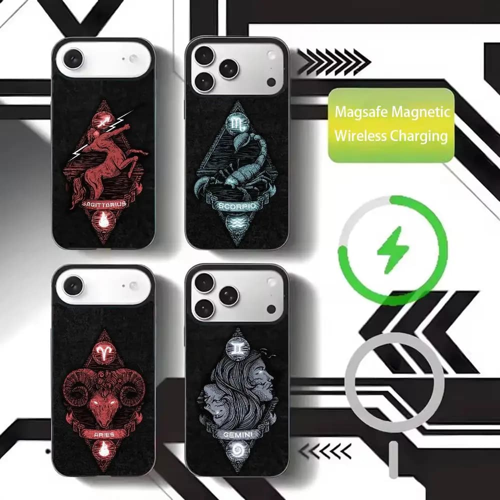 Twelve zodiac signs Phone Case For iPhone17,16,15,14,13,12,11 Plus,Pro Max Magnetic For Magsafe Wireless Charging