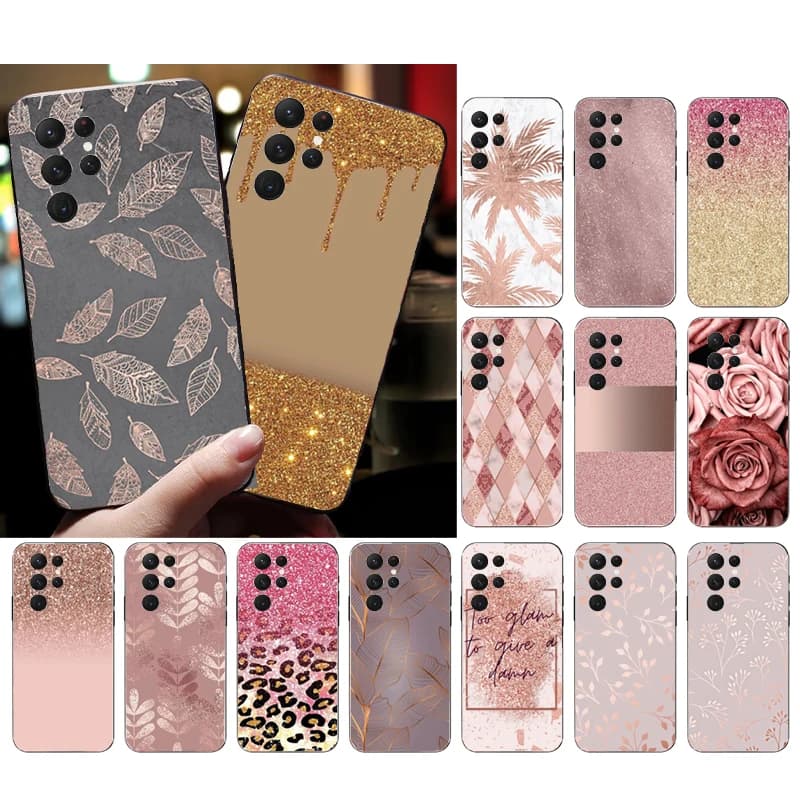 Phone Case for Samsung Galaxy S25 S24 S23 S22 S21 S20 Ultra S20 S22 S21 S20 FE S24 Plus Rose Gold Case