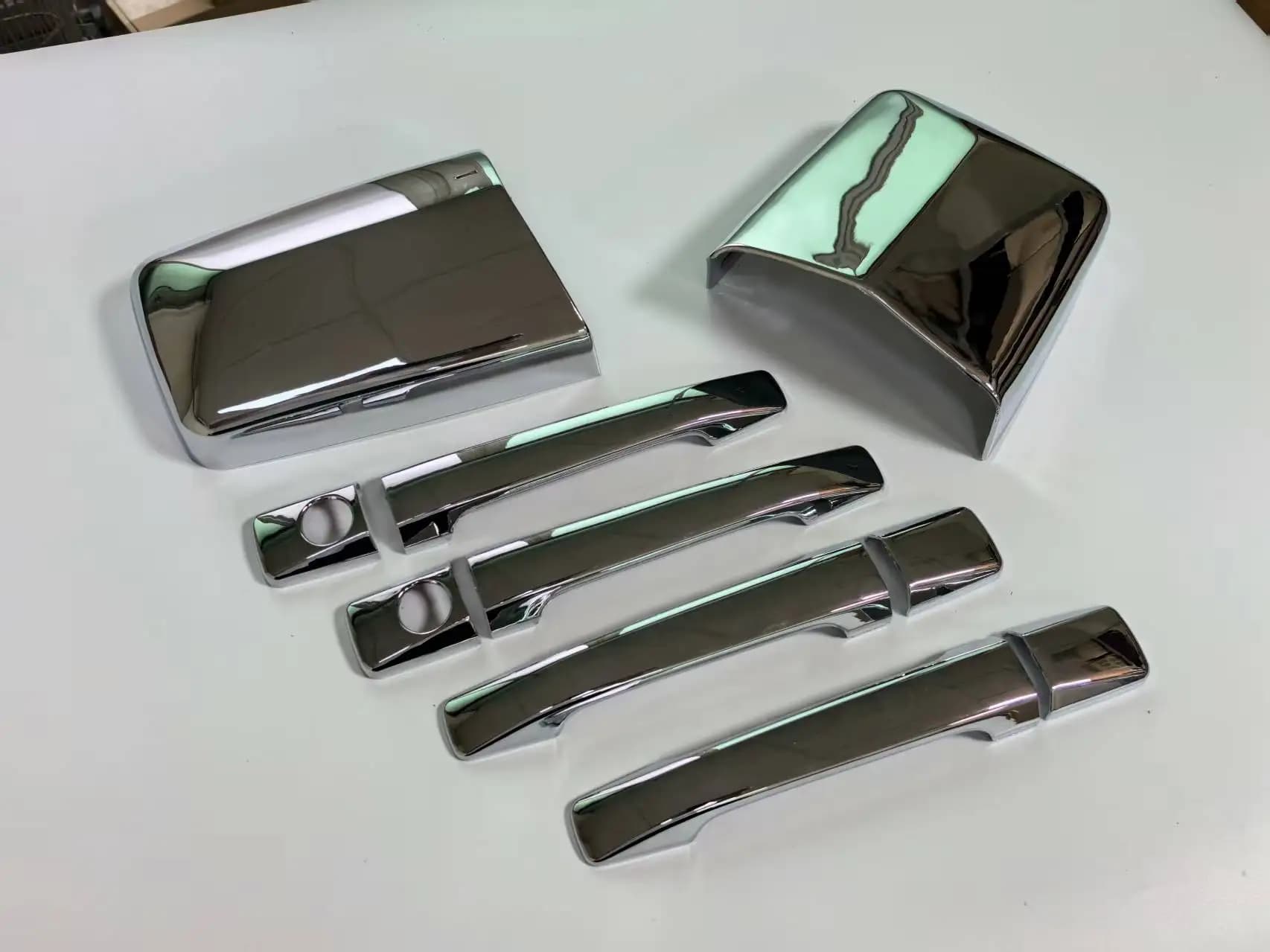 Chrome Side Door Handle Cover + Chrome Rearview Mirror Cover Trims Set Fit for Mercedes W124 300E 1986-1995