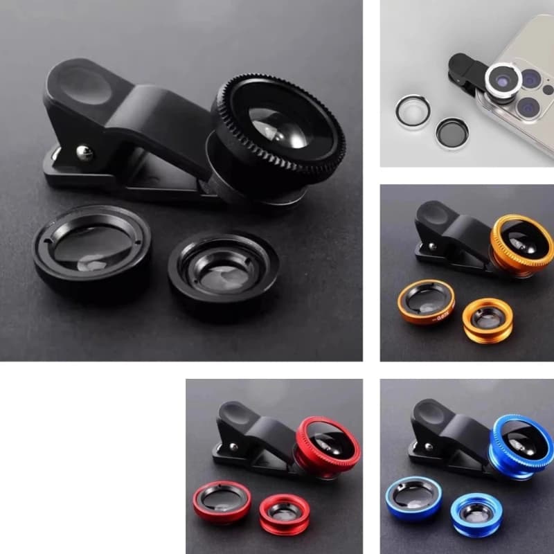 5PCS Universal 3in1 Fish Eye Lens Wide Angle Macro Smartphone Fisheye Lenses Zoom For iPhone Samsung Xiaomi Mobile Phone Camera