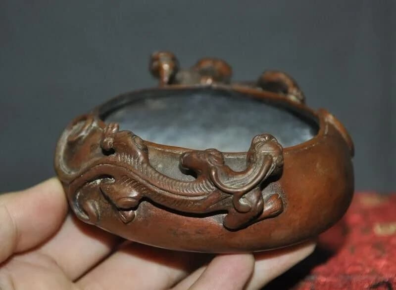 4.6" Chinese bronze dragon beast statue incense burner censer Collection Nice Art Work