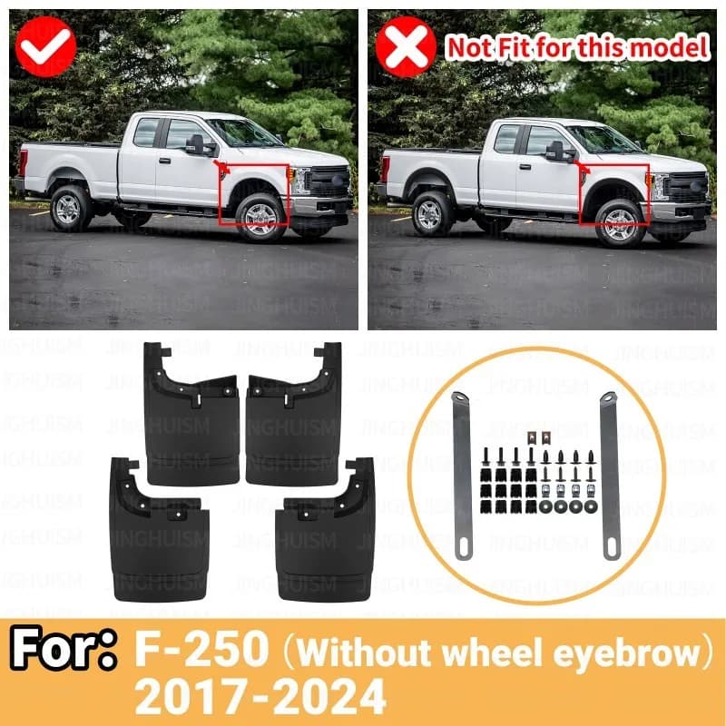 Mud Flaps Fenders for Ford F-250 F250 2017-2024 Without Wheel Arches,Car Accessories Block Sand Mud Protect Paint Sport Styling