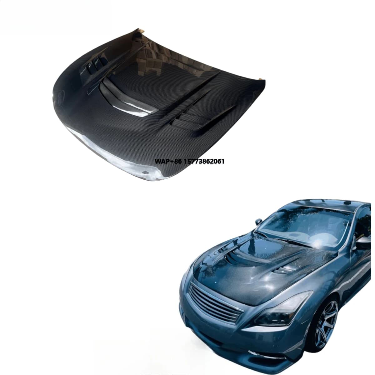 Custom Perforated  Carbon Fiber Car Engine Hood Bonnet for Infiniti G37 Carbon Fiber Hood
