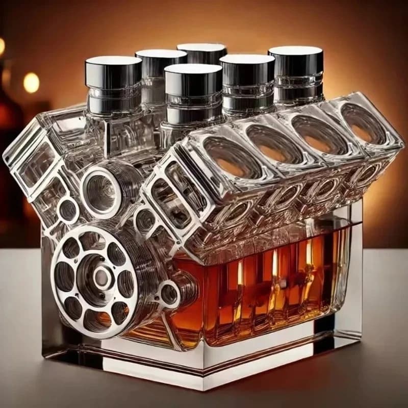 Engine Wine Bottle Ornaments Glass Sculptures Modern Creative Figurines Luxury Aesthetic Elegant Accessories Decor