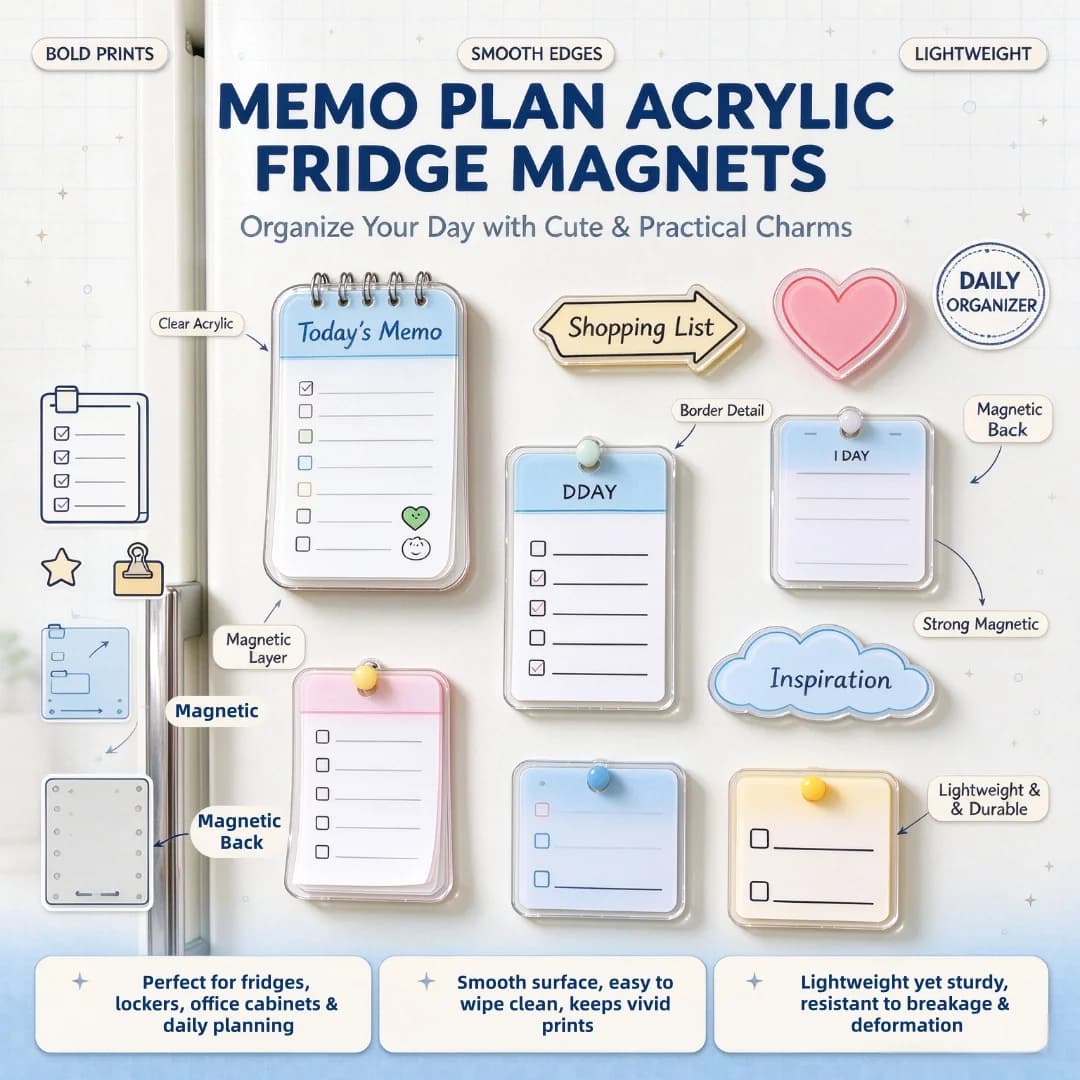 Wholesale Custom Blank Label and Shape Acrylic Personalized Design Fridge Magnets Handmade Photo Postcard Magnetic Refrigerator