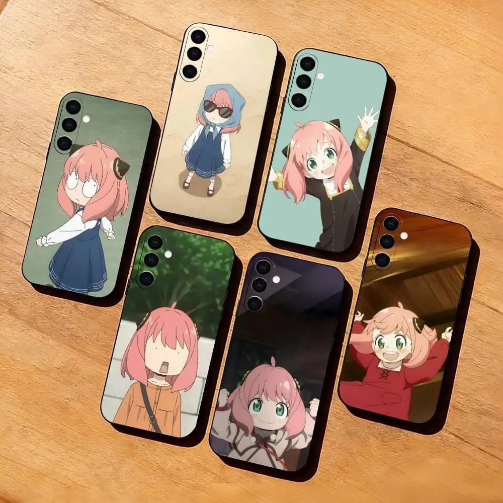 Cute and quirky A-Anya Forger Phone Case For Samsung Galaxy A73,A72,A71,A70,A53,A52,A51,Soft Silicone Black Cover
