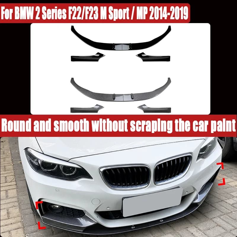 For BMW 2 Series F22/F23 M Sport / MP 2014-2019, Front Lip & Corner Spoiler Front Bumper Splitter, Sporty Upgrade, Direct Fit.