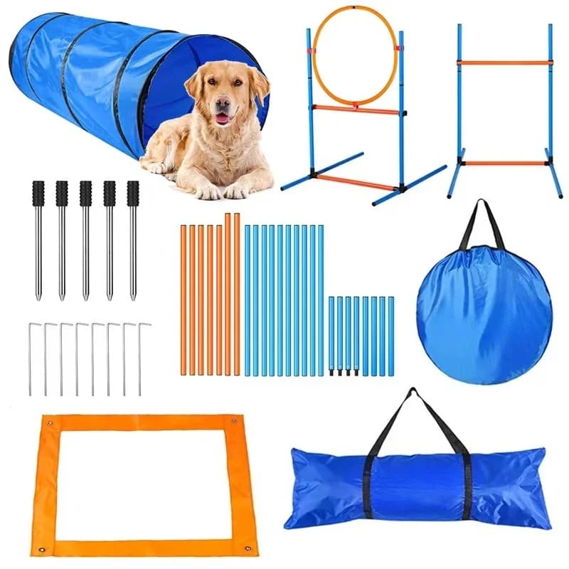 Hot Sale Dog Agility Training Equipment Tunnel Rod Hurdle Practice Pet Obstacle Course Agility Pet Training Kit