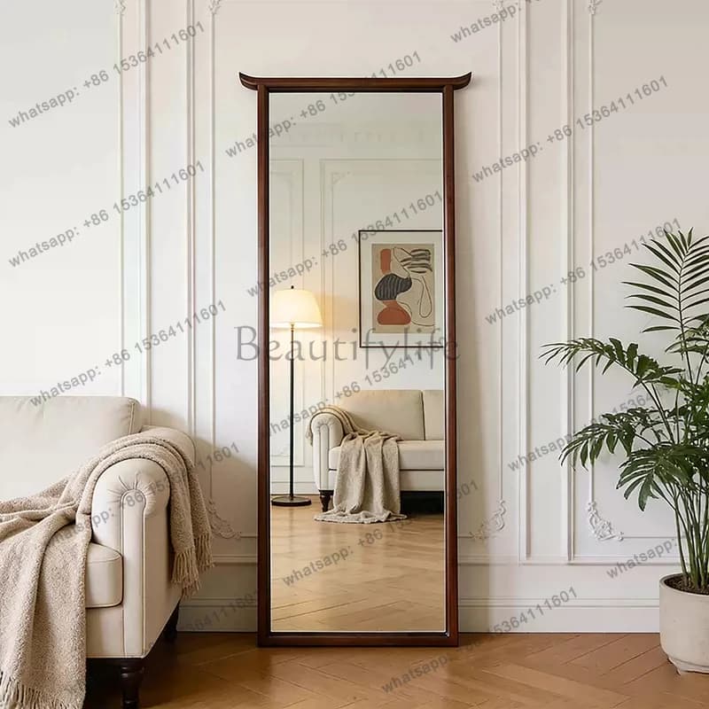 American retro floor-to-ceiling mirror living room wall-mounted full-length mirror French simple wabi-sabi wind
