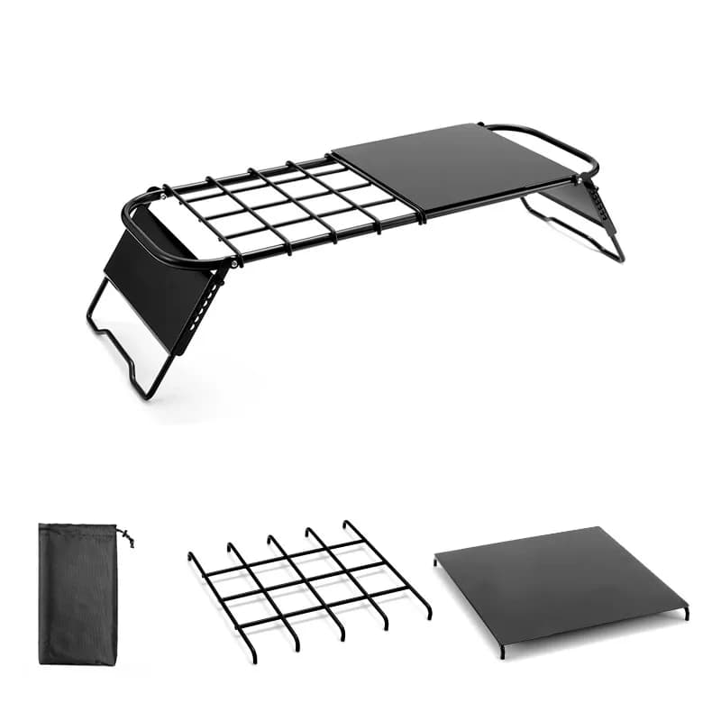 Folding Campfire Grill Adjustable Height and Length Portable BBQ Stand for Camping