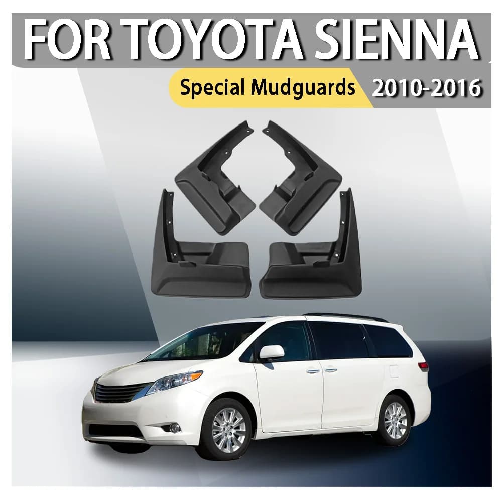 For Toyota Sienna Special Mudguards 2010 2011 2012 2013 2014 2015 2016 SplashGuard Mud Fenders Kit 4Pcs ABS Plastic Upgrade