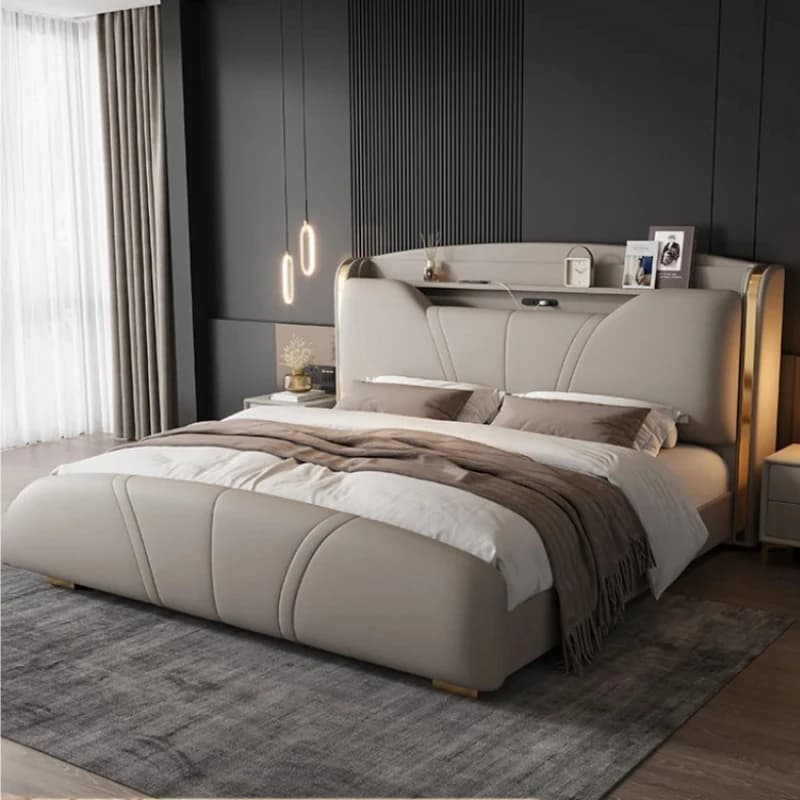 European Wooden Double Bed Pretty Unique King Size Frame Double Bed Luxury Modern Hotel Letto Matrimoniale Bedroom Furniture