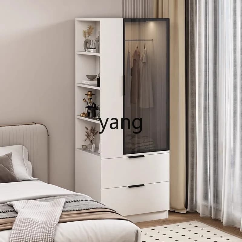 lmm1 solid wood bedside integrated storage wardrobe small apartment household space bedroom bedside table rack children's