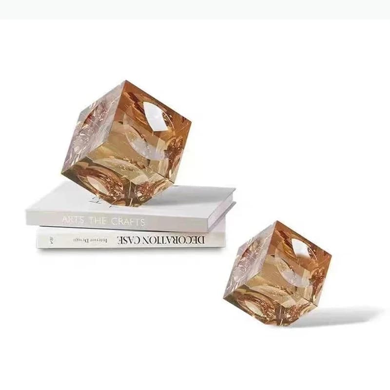 Transparent Statue Desk Decoration Ornaments Square Block Sculpture Room Aesthetics Decor