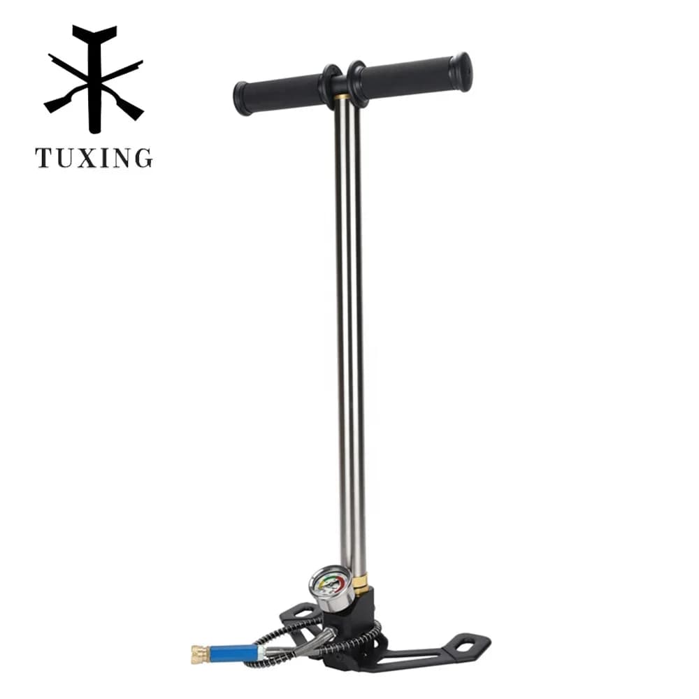 Convenient CE Big Gauge 300bar 4500psi 30Mpa Three Stage High Pressure White PCP Hunting Bomba Hand Pump for Scuba Diving
