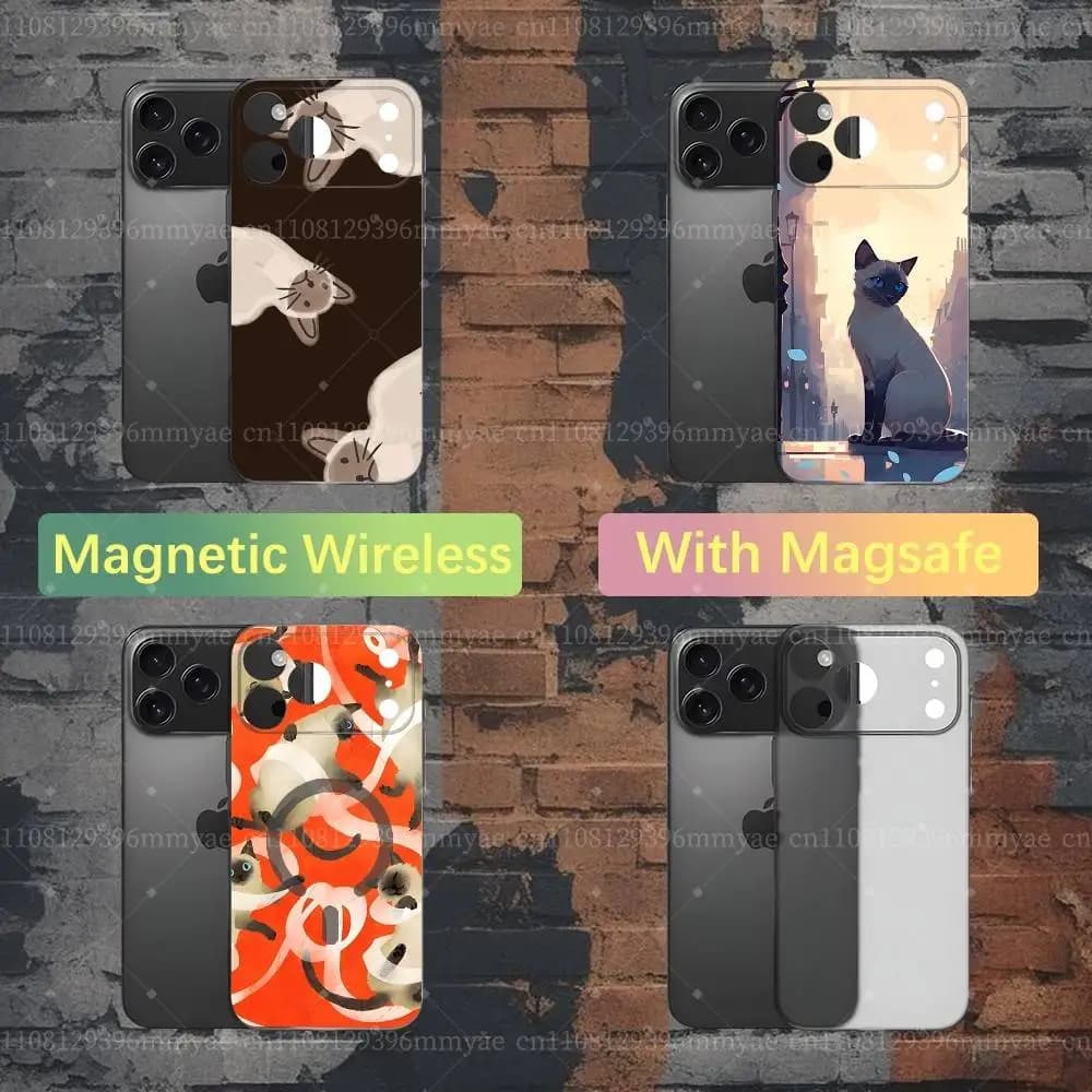 Siamese Cats Cute Kitty Phone Case For iPhone 18,17,16,15,14,13,12,X,XS,Pro,Max,Plus,E,Air,Mini with Magsafe Magnetic Frosted