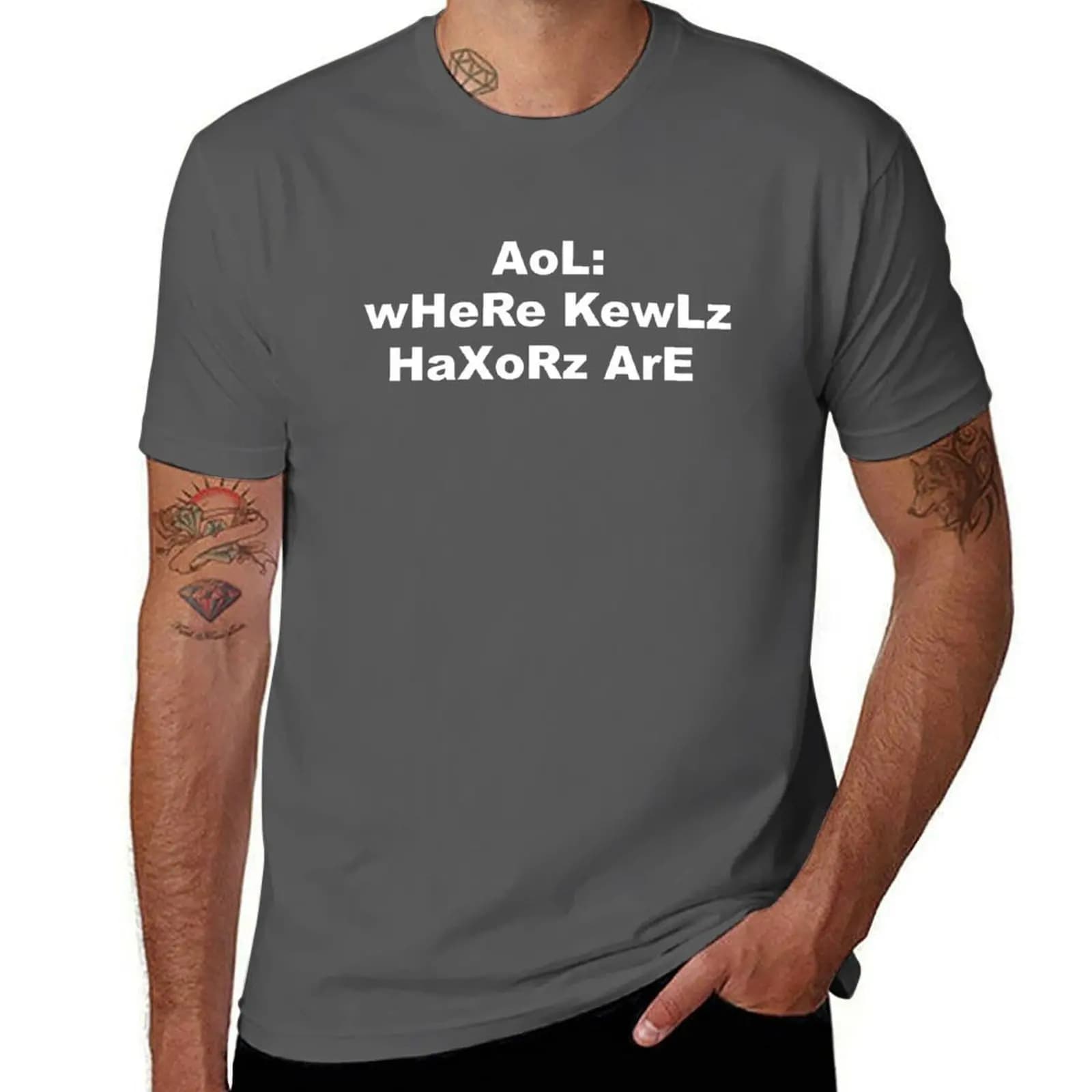 Aol Where Kewlz Haxorz Are T-Shirt g man t shirts for men anime tshirt T-Shirt