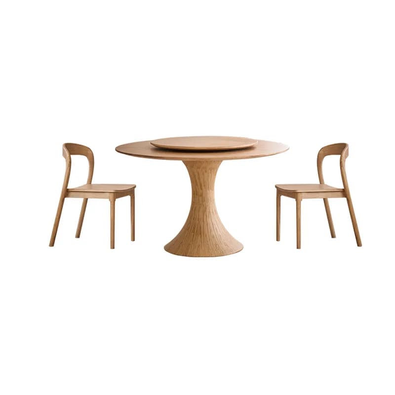 LMM rock slab round dining table small apartment retro simple household small waist belt turntable