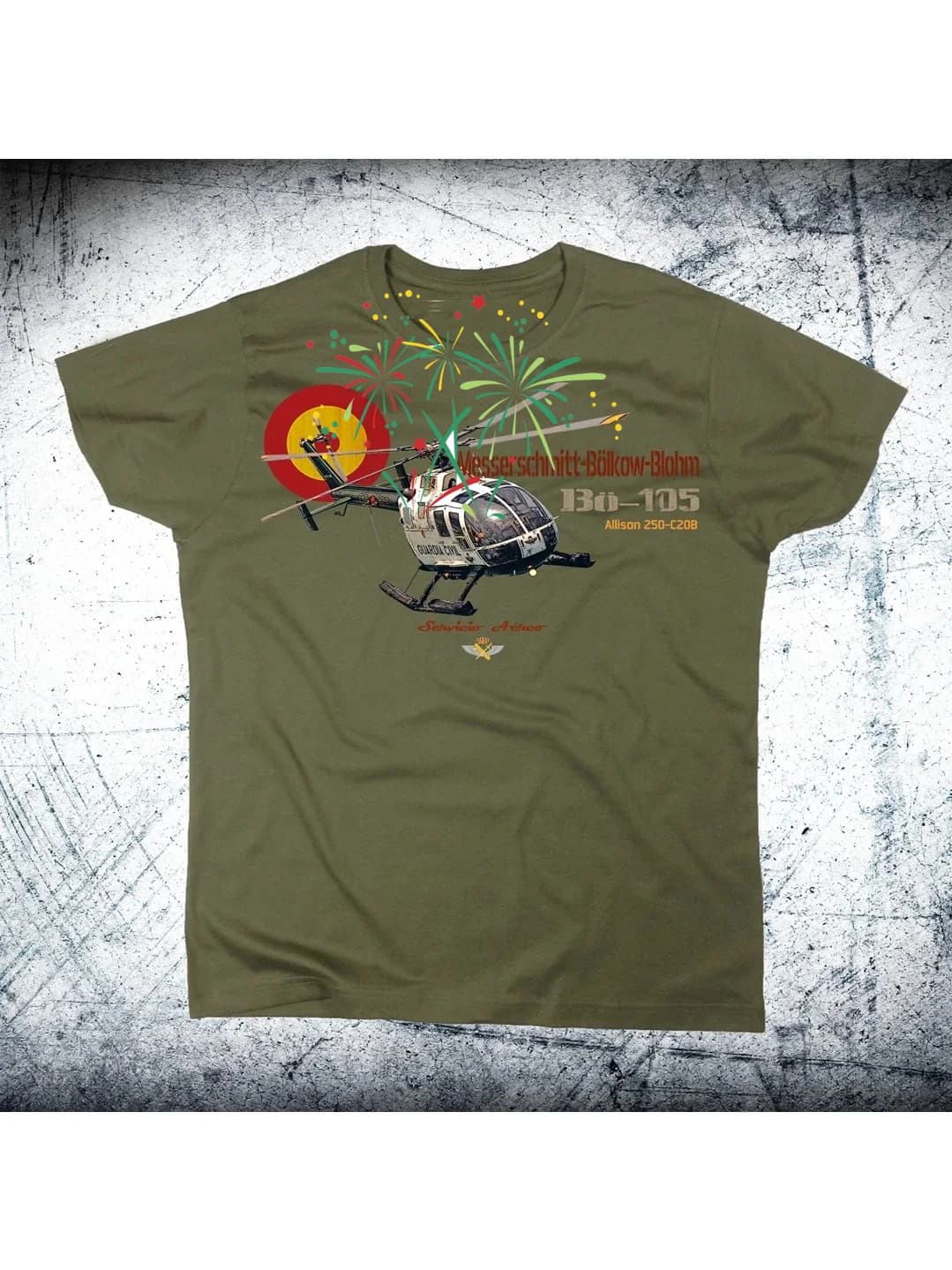 Spanish Guardia Civil Española Bö-105 Helicopter T-Shirt. Summer Cotton Short Sleeve O-Neck Mens T Shirt New S-3XL