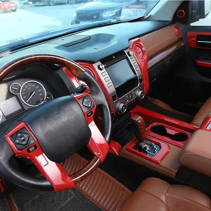 For Toyota Tundra 2014-2021 ABS red car center console panel door armrest decorative strip sticker car kit accessories