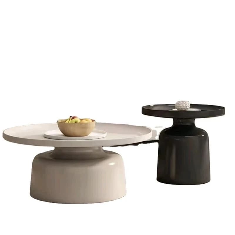 Round modern coffee table, simple luxury metal coffee table, suitable for small space living room, practical side table