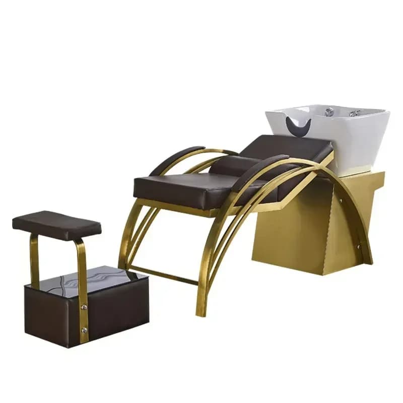 Bestselling Luxury modern stainless steel shampoo ceramic basin beauty and hair treatment water therapy