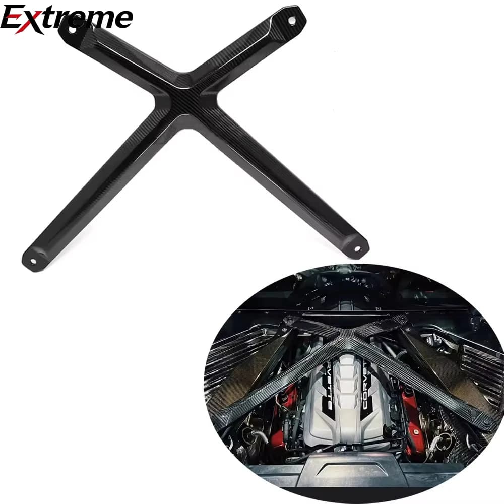 High Quality Dry Carbon Fiber X Brace Strips Car Engine Hood X Strut Carbon Fiber for Corvette C8 Z51 Z06 Z07