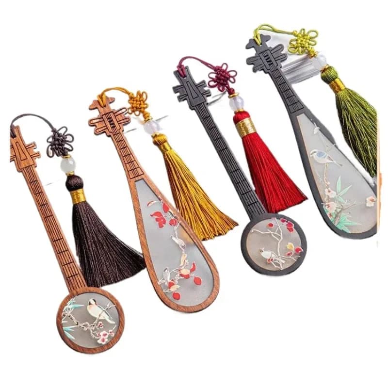 Ancient Pipa Musical Instrument Bookmark Wooden Classical Chinese Style Exquisite Forbidden City merchandis