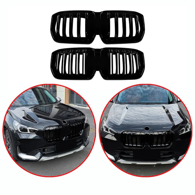 For BMW X1 IX1 U11 2023+ High Quality ABS Single Line & Double Lines Kidney Grille Car Front Bumper Grill Glossy Black
