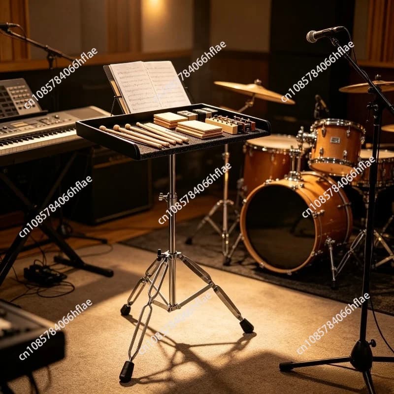 Percussion Wooden Tray with Stand Drum Kit Paddle Table for Drum Sticks Keyboard