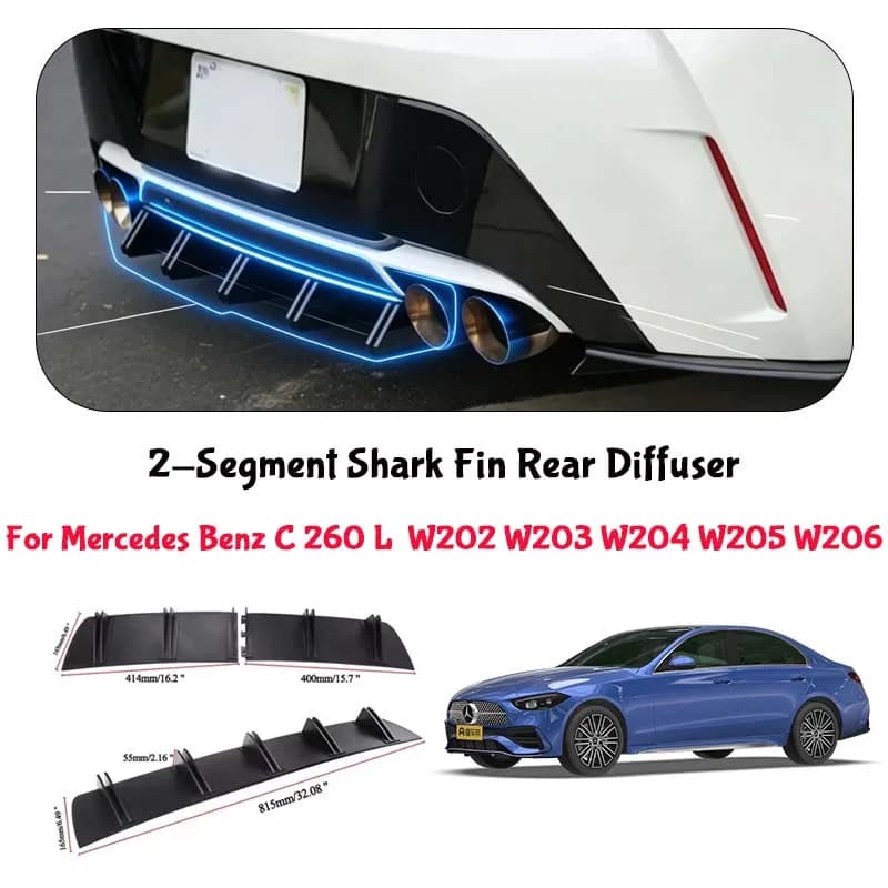 For Mercedes Benz C 260 L  W202 W2 Shark Fin Rear Diffuser Split Chassis Spoiler Auto Aerodynamic Parts Aerodynamic Modification