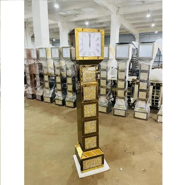 Modern simple electric needle gold 3D mechanical wall clock resin MDF crystal home decoration suitable for living room