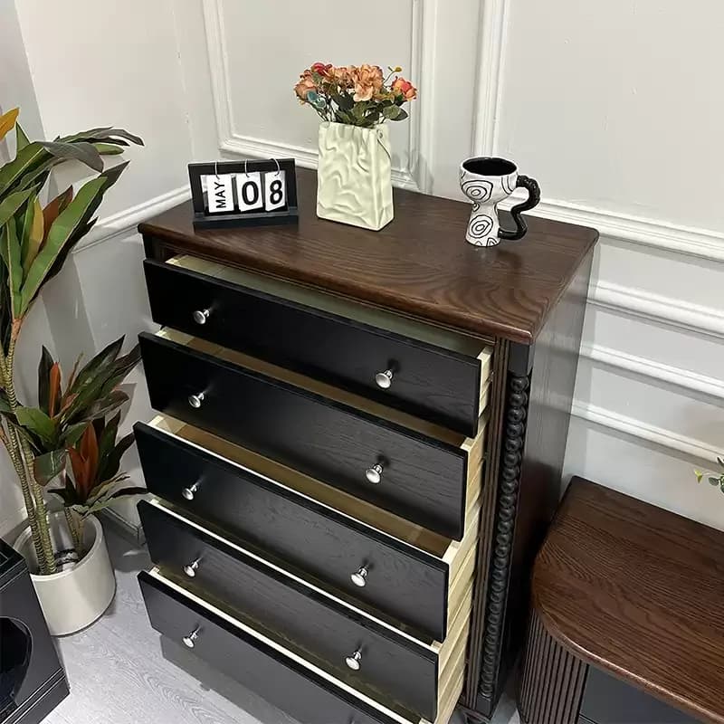 French retro solid wood chest of drawers storage drawer medieval locker