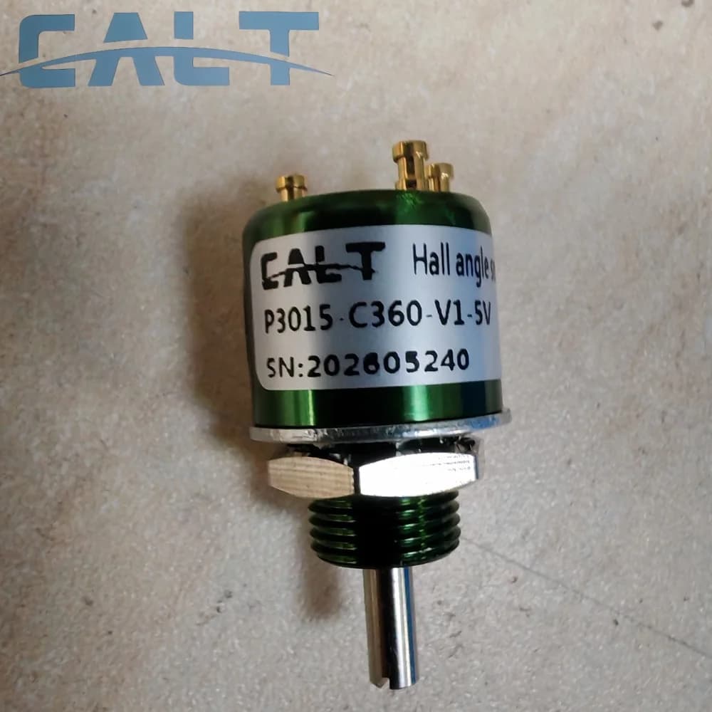CALT Mini Hall Angle Sensor 5V DC 360 Degree Measuring Sensor  Aluminum Non-Contact Potentiometer 0-5V 3Pins Out P3015-V1-CW360