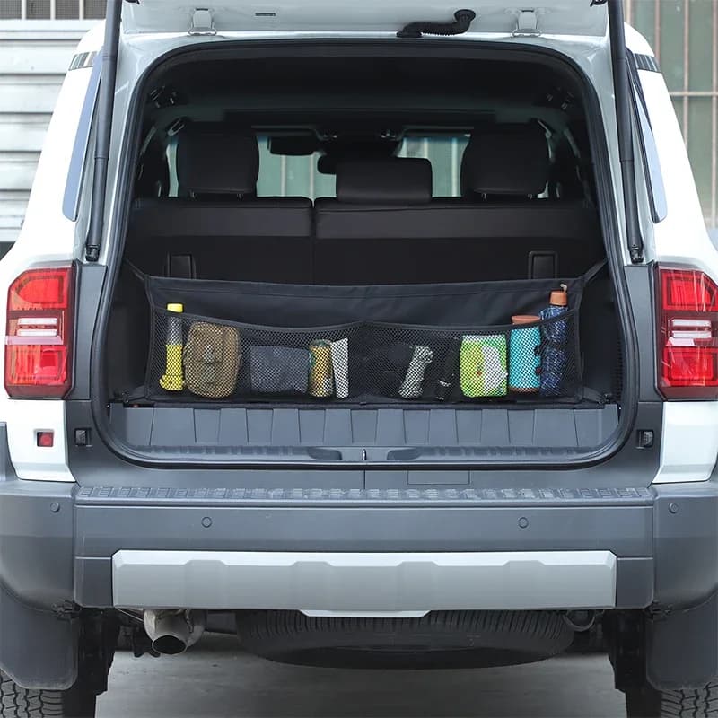 Polyester Black For Toyota Land Cruiser Prado 250 LC250 2024-2025+ Car Trunk Tool Storage Mesh Pocket Car Interior Accessories