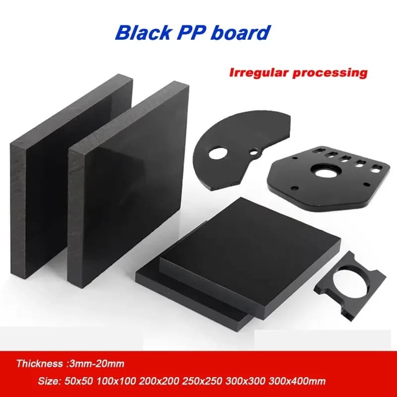 Black Food Grade PP Plastic Sheet Thick 3-20mm Polypropylene Board 50x50 100x100 200x200250x250 300x300 300x400mm
