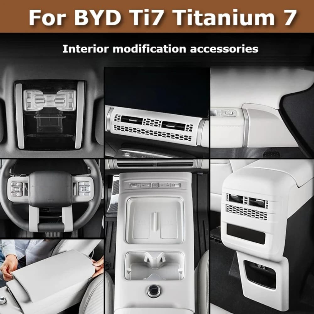For BYD Ti7 Titanium 7 2025 2026 ABS Center Console AC Vent Trim Rear Kick Guard Scratch-Proof Interior Decor Accessories