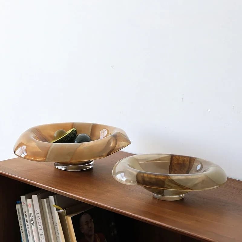 Glass Trays Marble-patterned Fruit Platters Desk Storage Containers Candy Bowls Glass Bowl Trays Decorative Home Decoration