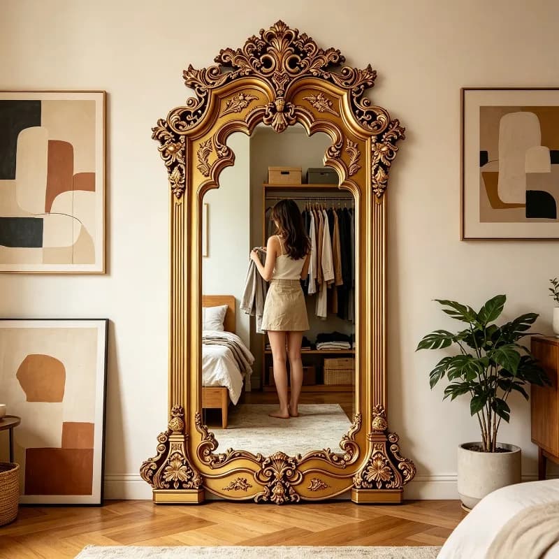 Girls Bedroom Mirror Moving Funky Living Room Nordic Full Body Xenomorph Luxury Bathroom Bathroom Floor Espelhos Home Products