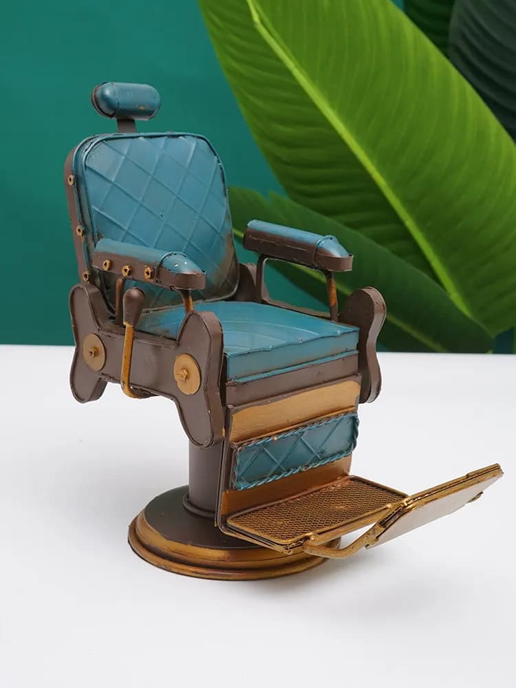 Retro Iron Desktop Ornament Inspired by Vintage Barber Shops Featuring Soft Nostalgic Aesthetic Perfect for Living Room Display