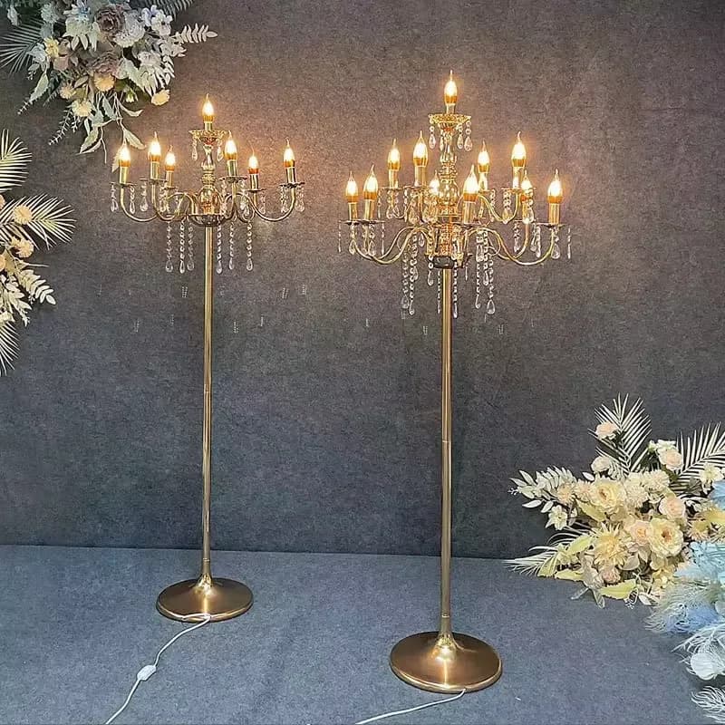 for New High Quality Metal Luminous Wedding Candle Holder LED Street Light Stand Wedding Stage Background Decoration Ornament