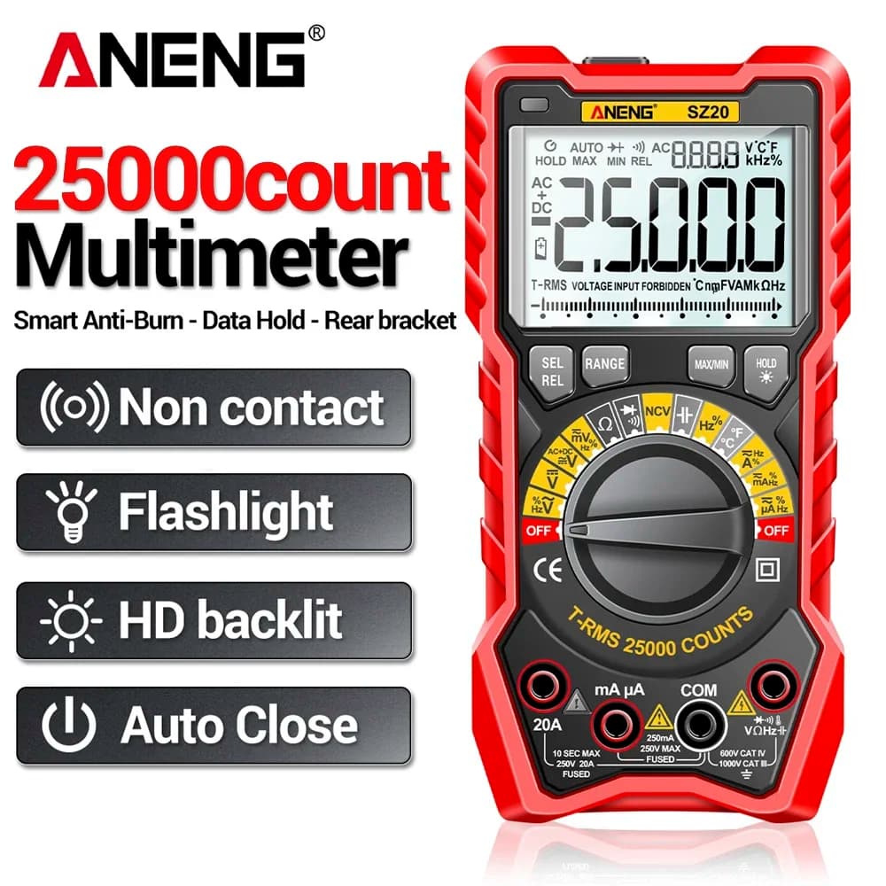 Professional Digital Multimeter ANENG SZ20 25000 Counts AC/DC Current Meter Voltage Tester for Car Ohm Temp Capacitor Electric