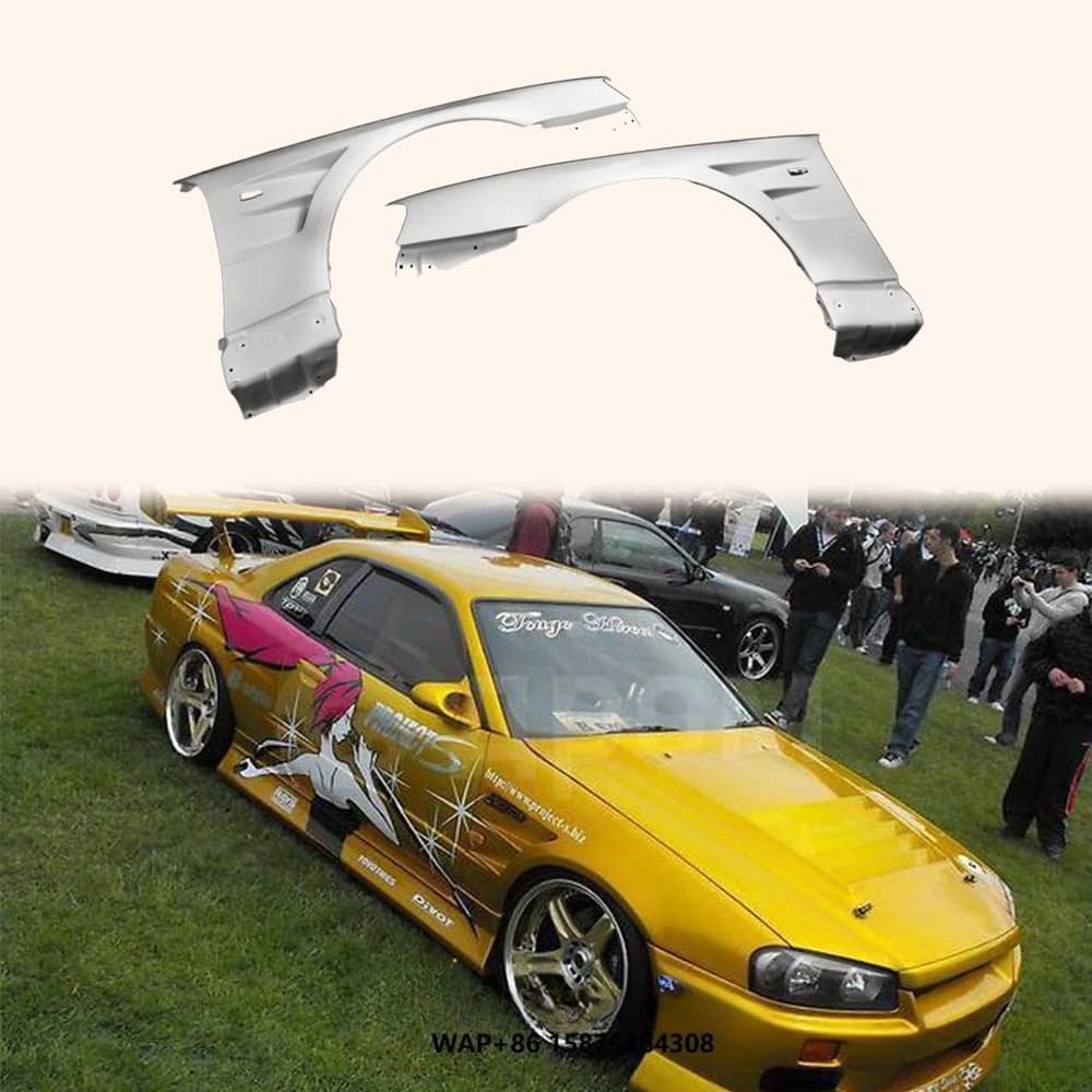 For Skyline R34 GTR Only BN Style FRP Unpaint Front Bumper Fender Pair