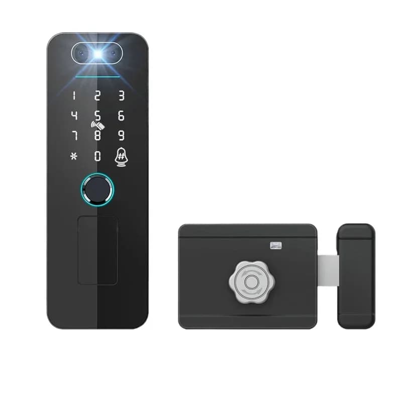 Facial recognition fingerprint lock password lock wooden door modification password